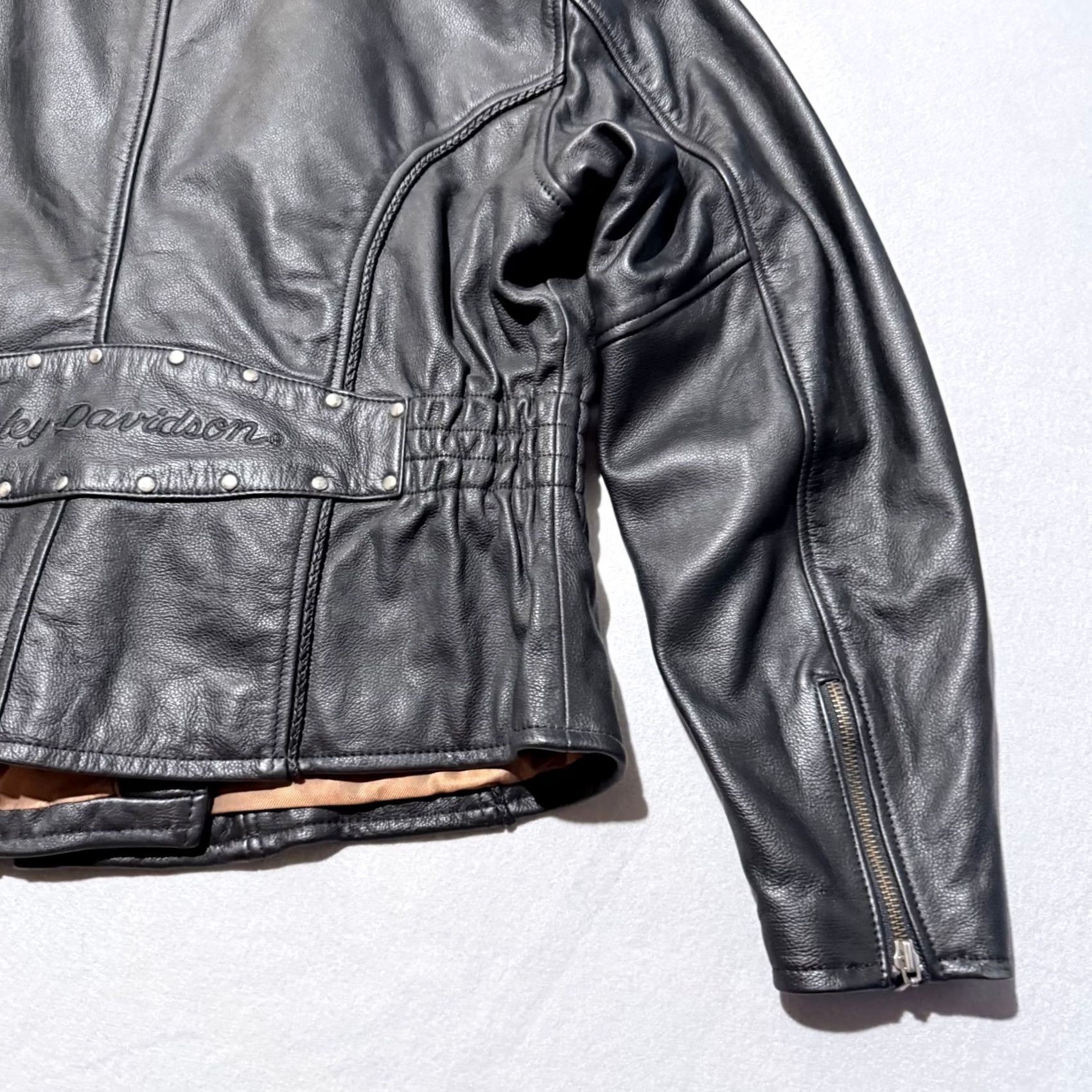 Harley Davidson VTG Harley-Davidson Leather Jacket Women's Black Biker XL Embossed Sierra Rose - Jacket, Harley-Davidson, Black, XL, Women Size XL / US 12-14 / IT 48-50 - 5 Thumbnail