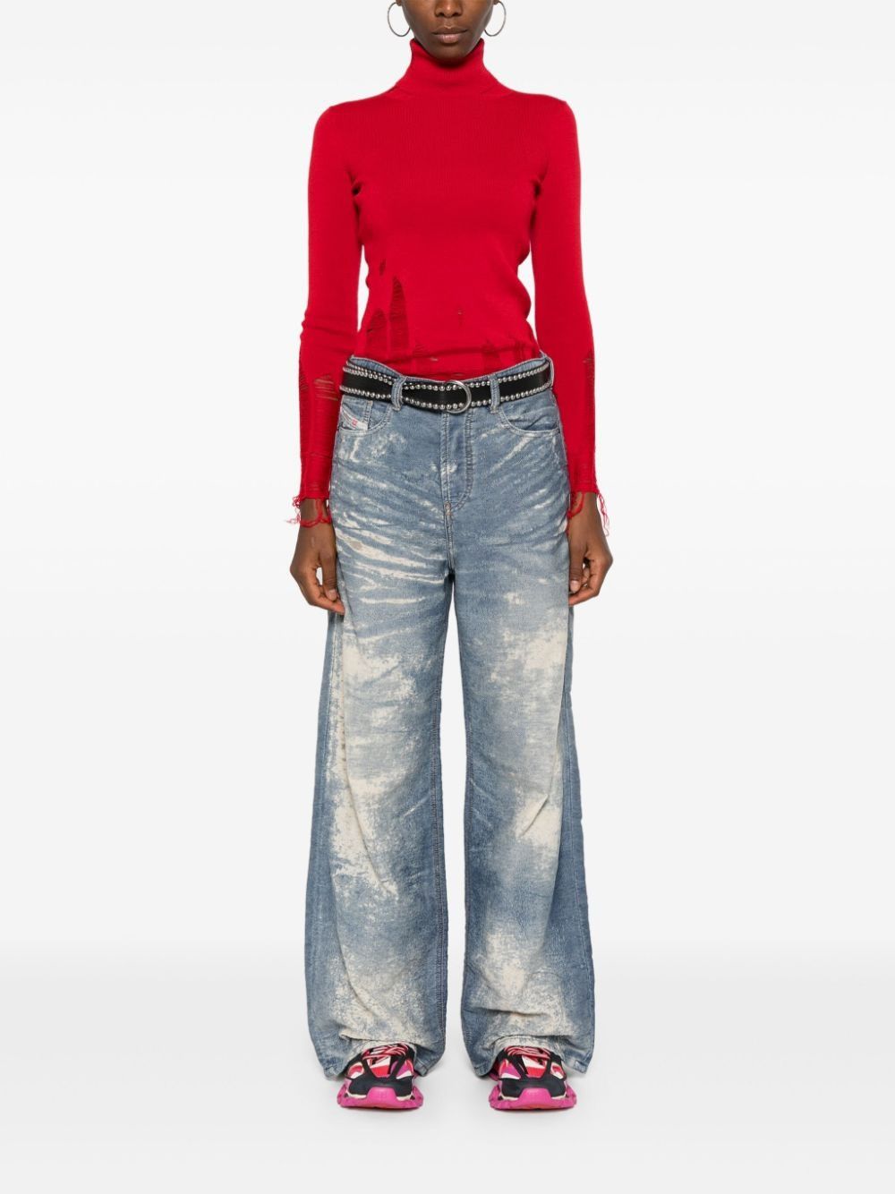 Maison Margiela oc11z0925 Distressed Sweater in Red Size M / US 6-8 / IT 42-44 - 2 Thumbnail