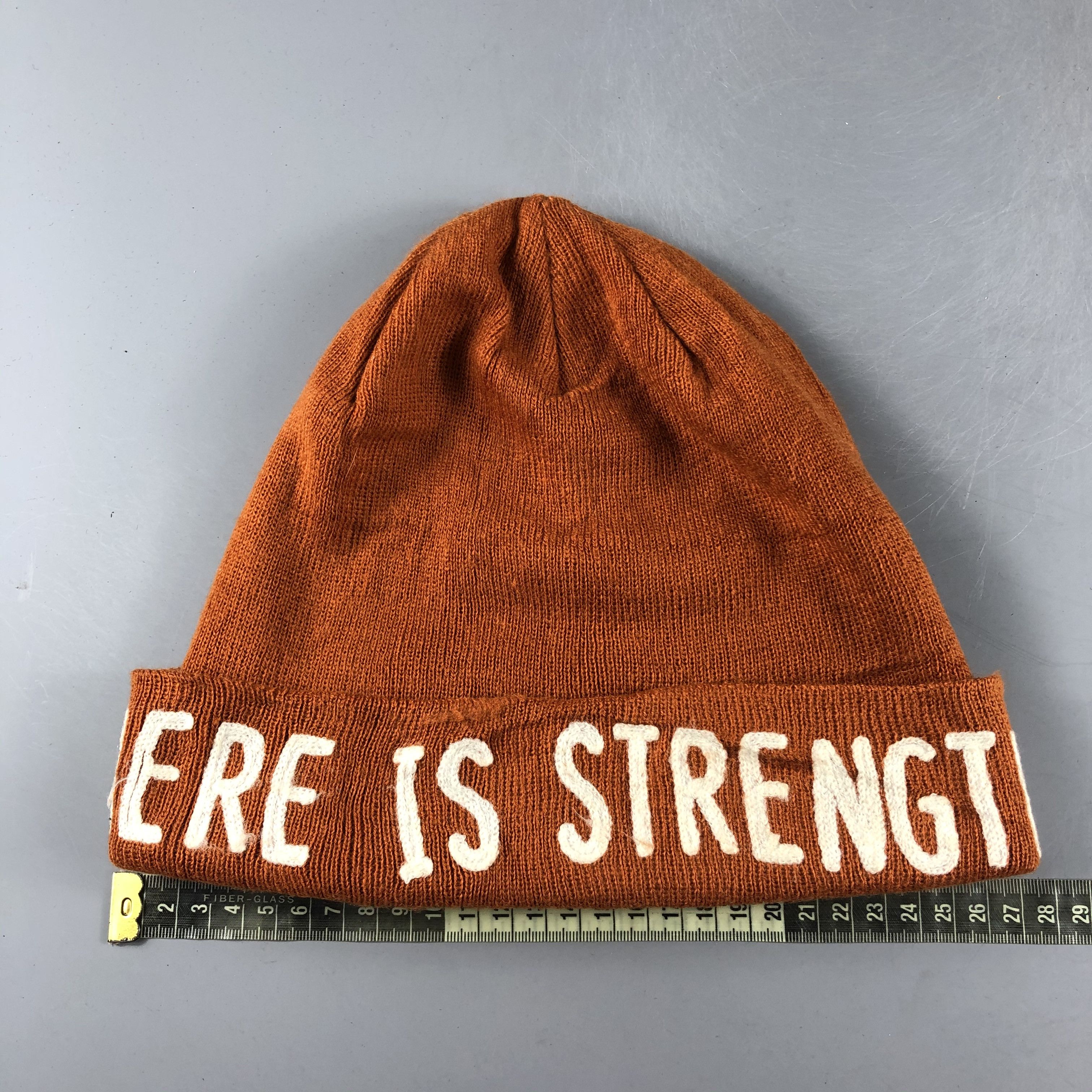 Vintage Wording "Here Is Strength" Beanie Snow Hat Snow Cap -D210 Size ONE SIZE - 3 Thumbnail