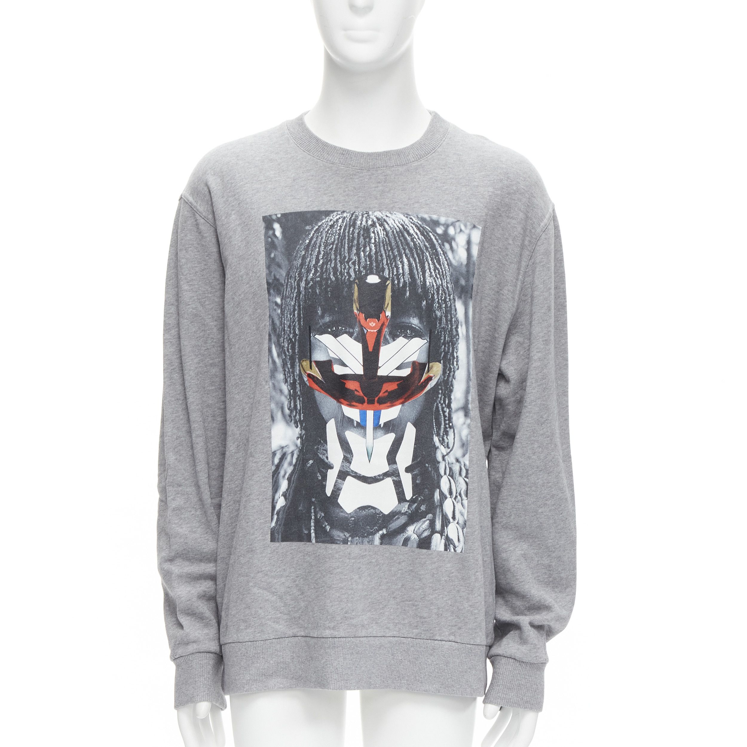 Givenchy GIVENCHY Riccardo Tisci grey tribal girl graphic print cotton crew sweater S Size US S / EU 44-46 / 1 - 1 Thumbnail