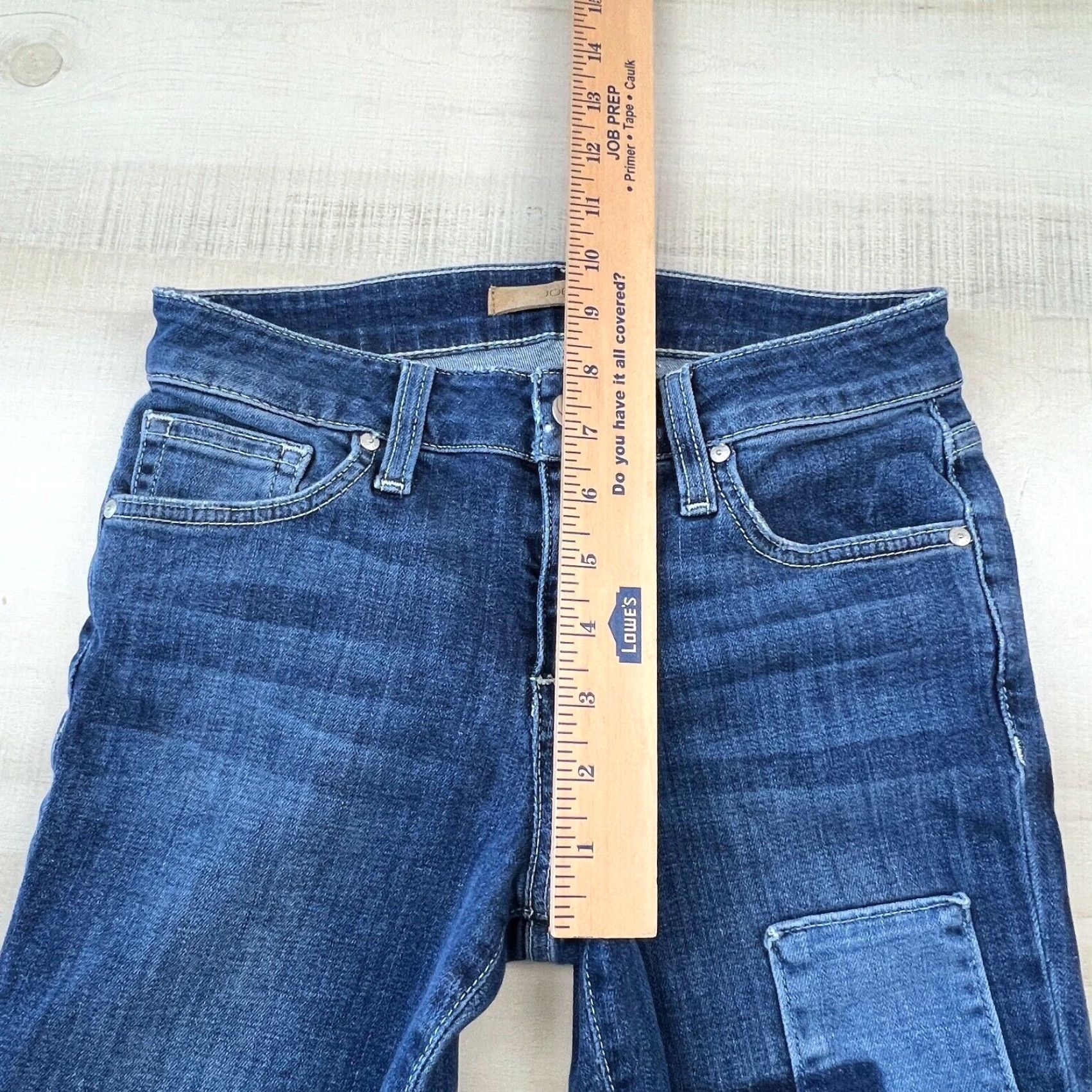 Vintage Joes Womens 24 Skinny Jeans Medium Wash Denim Ankle Patches Raw Edges Size 42" / US 20 - 6 Thumbnail