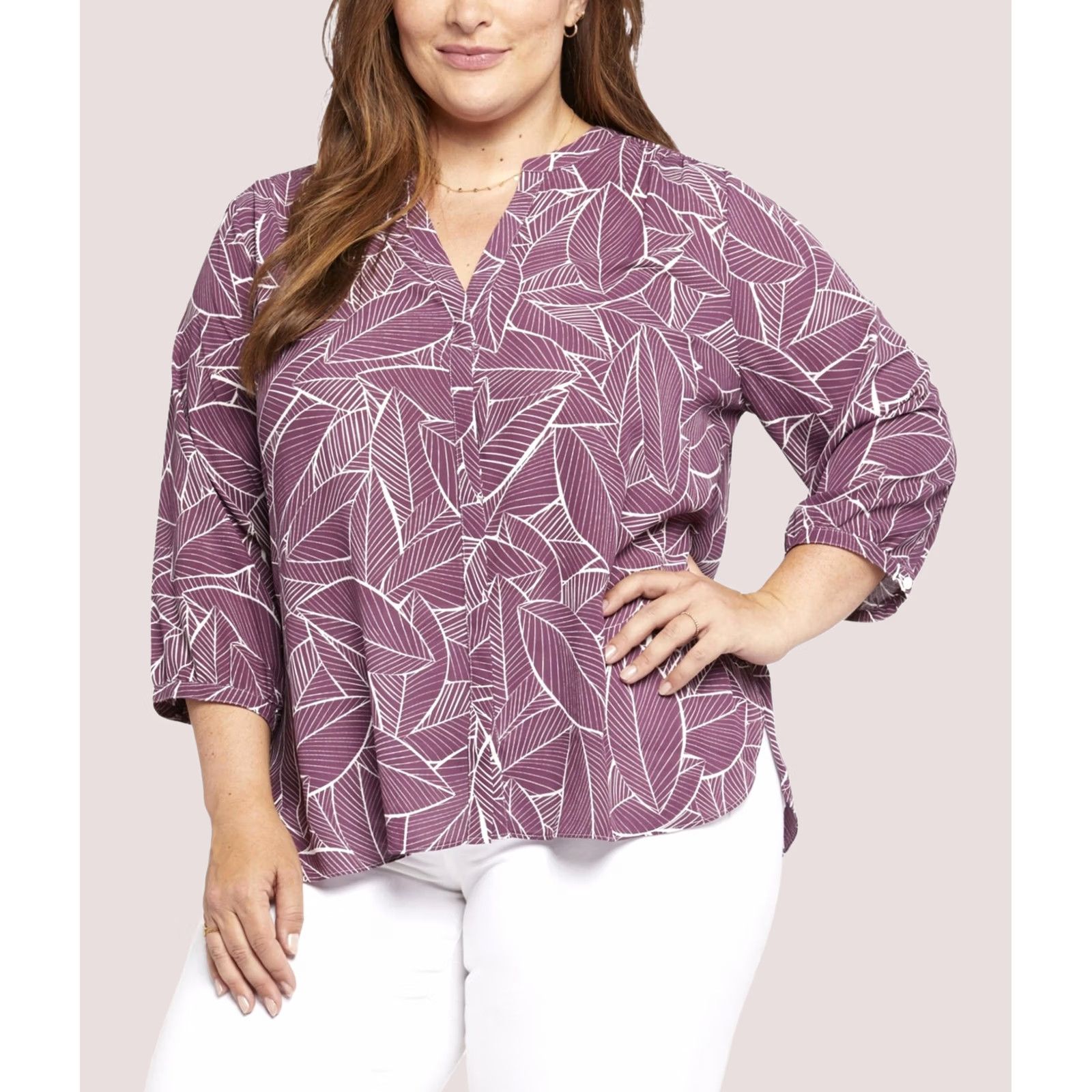 NYDJ NYDJ Womens Plus Size 1X Purple Pintuck Peasant Blouse Size XL / US 12-14 / IT 48-50 - 1 Preview