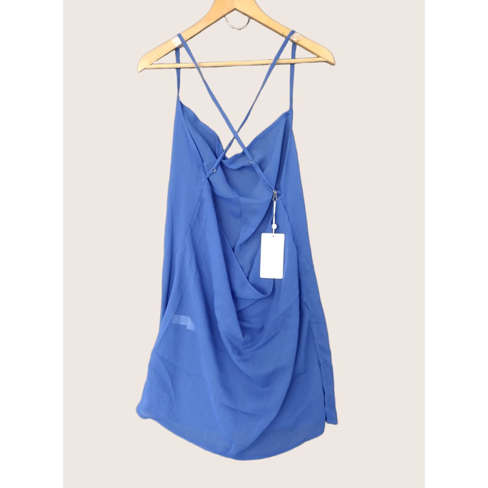 Swims Toluca Swim Women's Mini Cowl Neck Sheer Dress Blue XL Dress Casual Beach Sleeveless Knee Length Women XL Blue Size XL / US 12-14 / IT 48-50 - 1 Thumbnail
