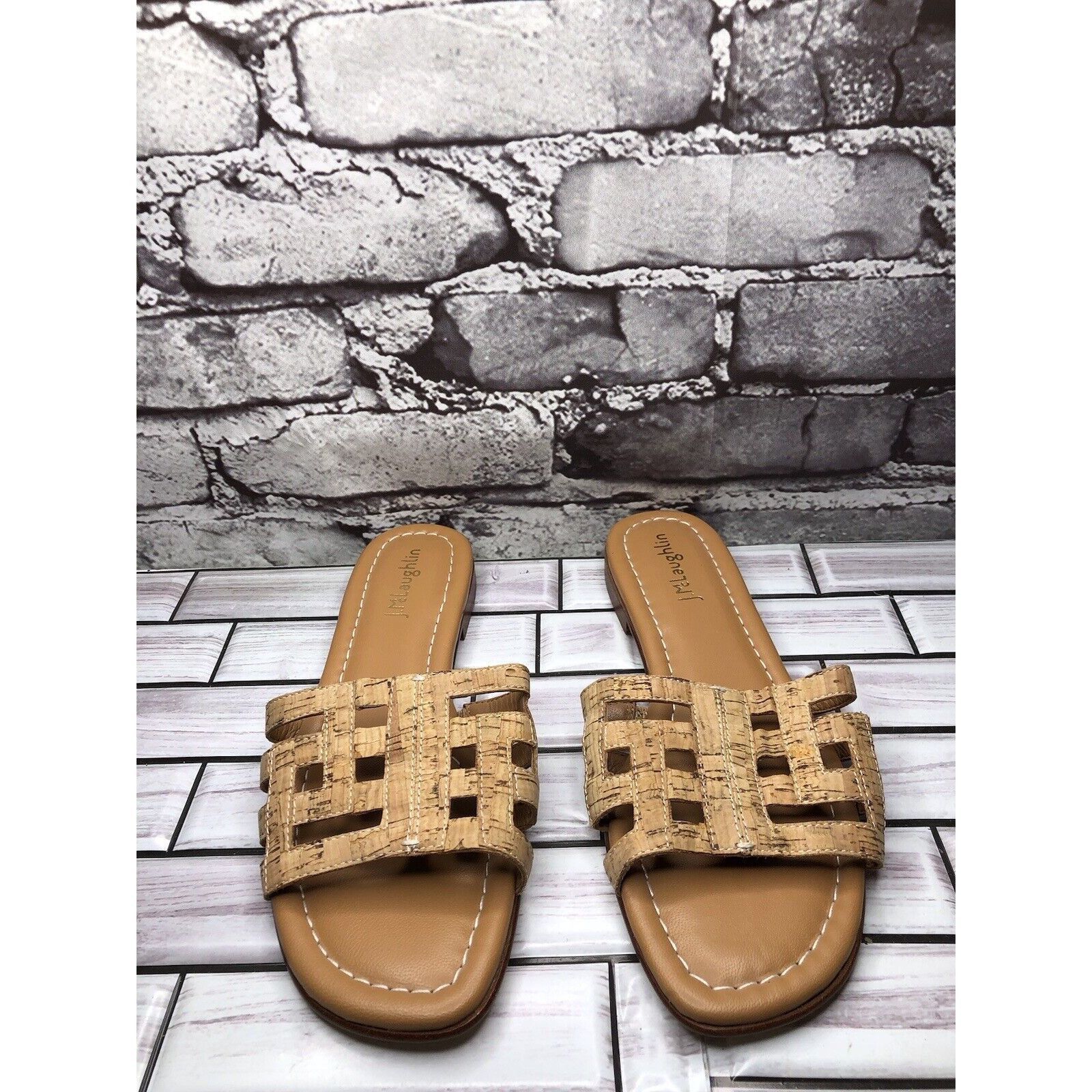 J.McLaughlin J. McLaughlin WILLA Tan Leather Cork Flat Slides Sandals Wom Size US 7.5 / IT 37.5 - 11 Thumbnail