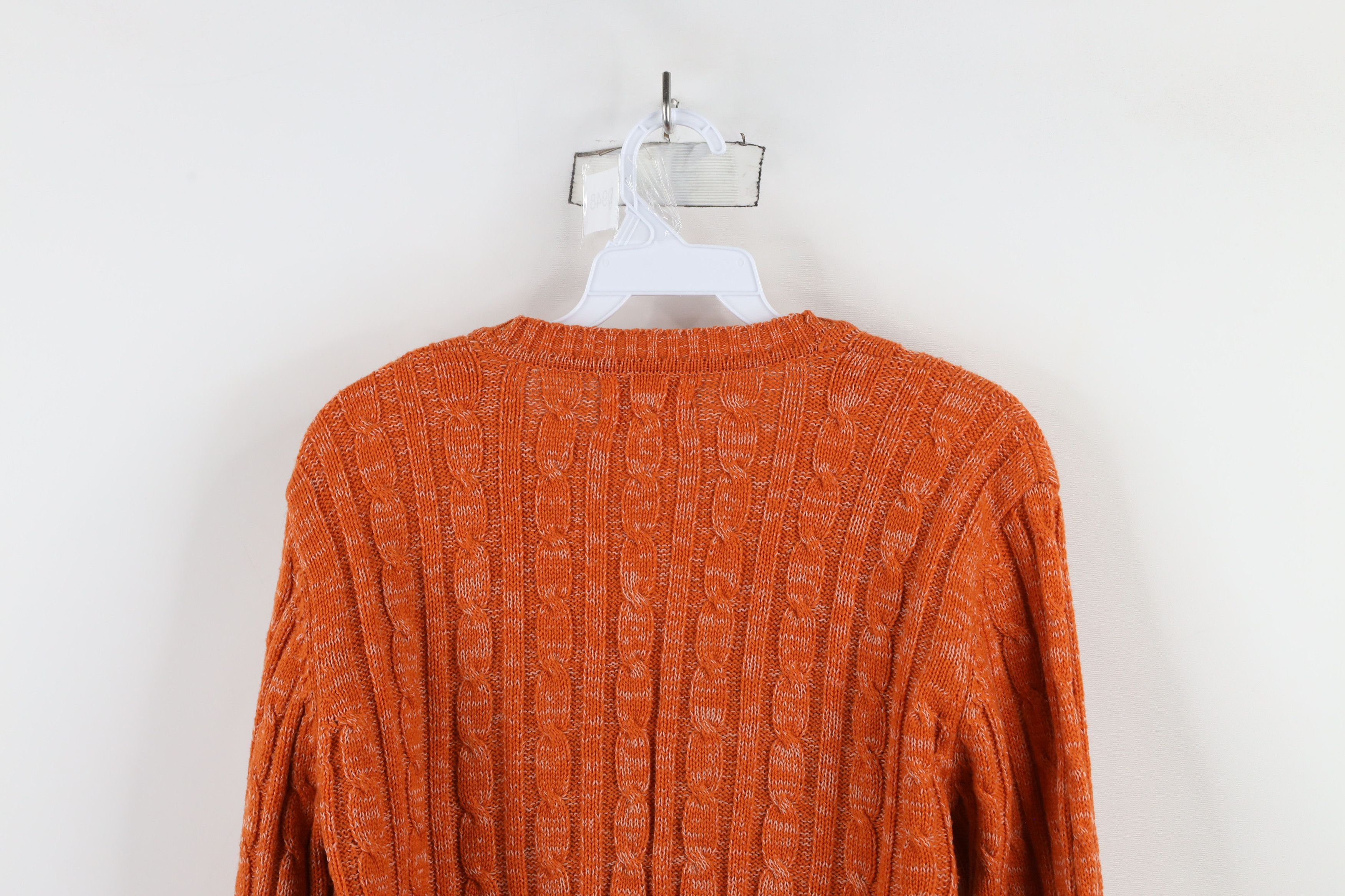 Vintage Vintage 70s Streetwear Cable Knit Cardigan Sweater Orange Size M / US 6-8 / IT 42-44 - 11 Thumbnail