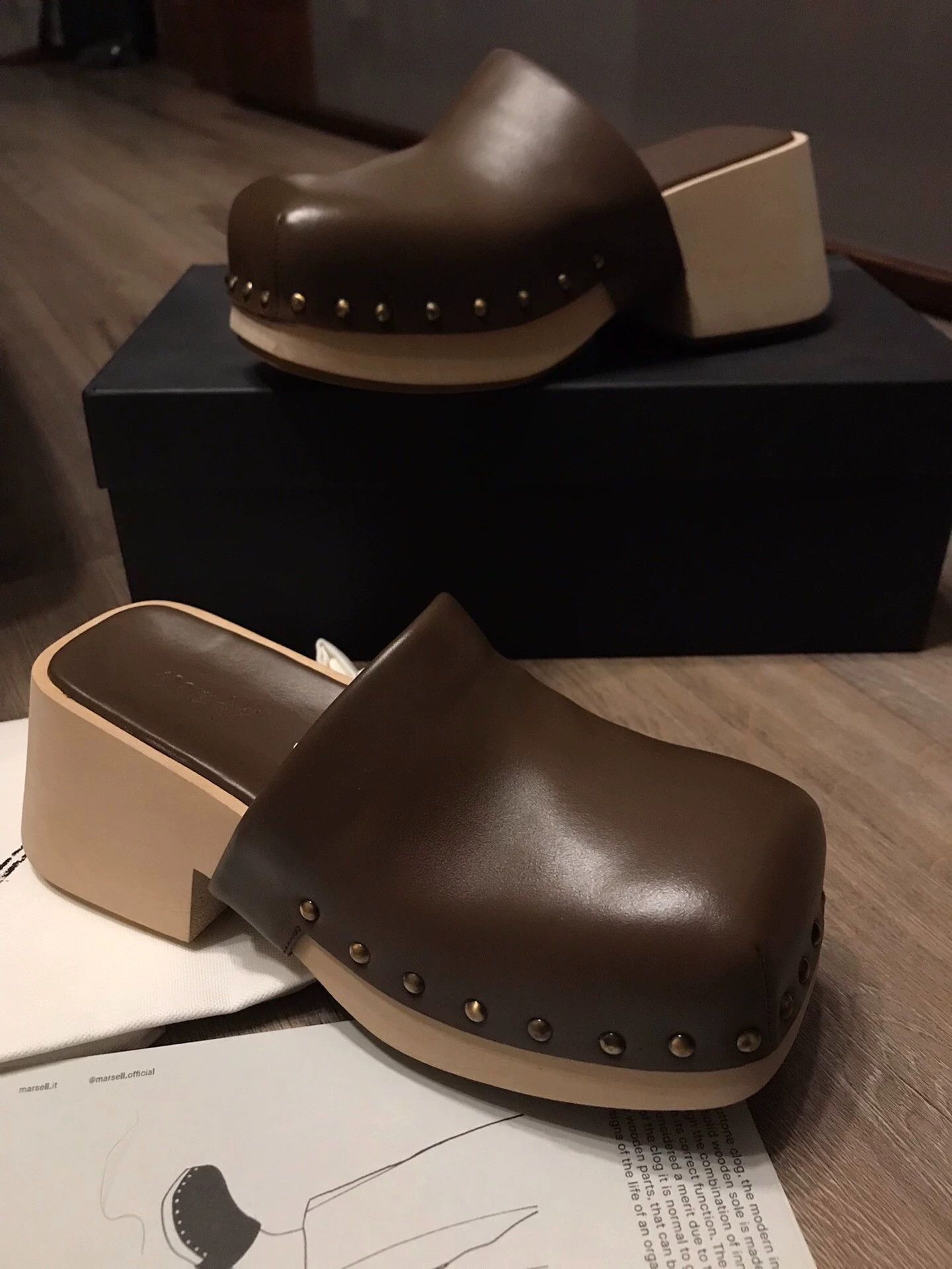 Marsell Marsell Chocolate Brown Stud Square Toe Platform Mules 37 Size US 6.5 / IT 36.5 - 7 Thumbnail