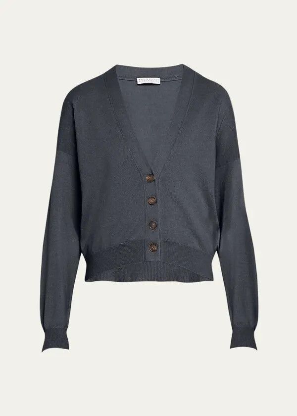 Brunello Cucinelli o1y0725 Cardigan in Lead Size M / US 6-8 / IT 42-44 - 1 Thumbnail