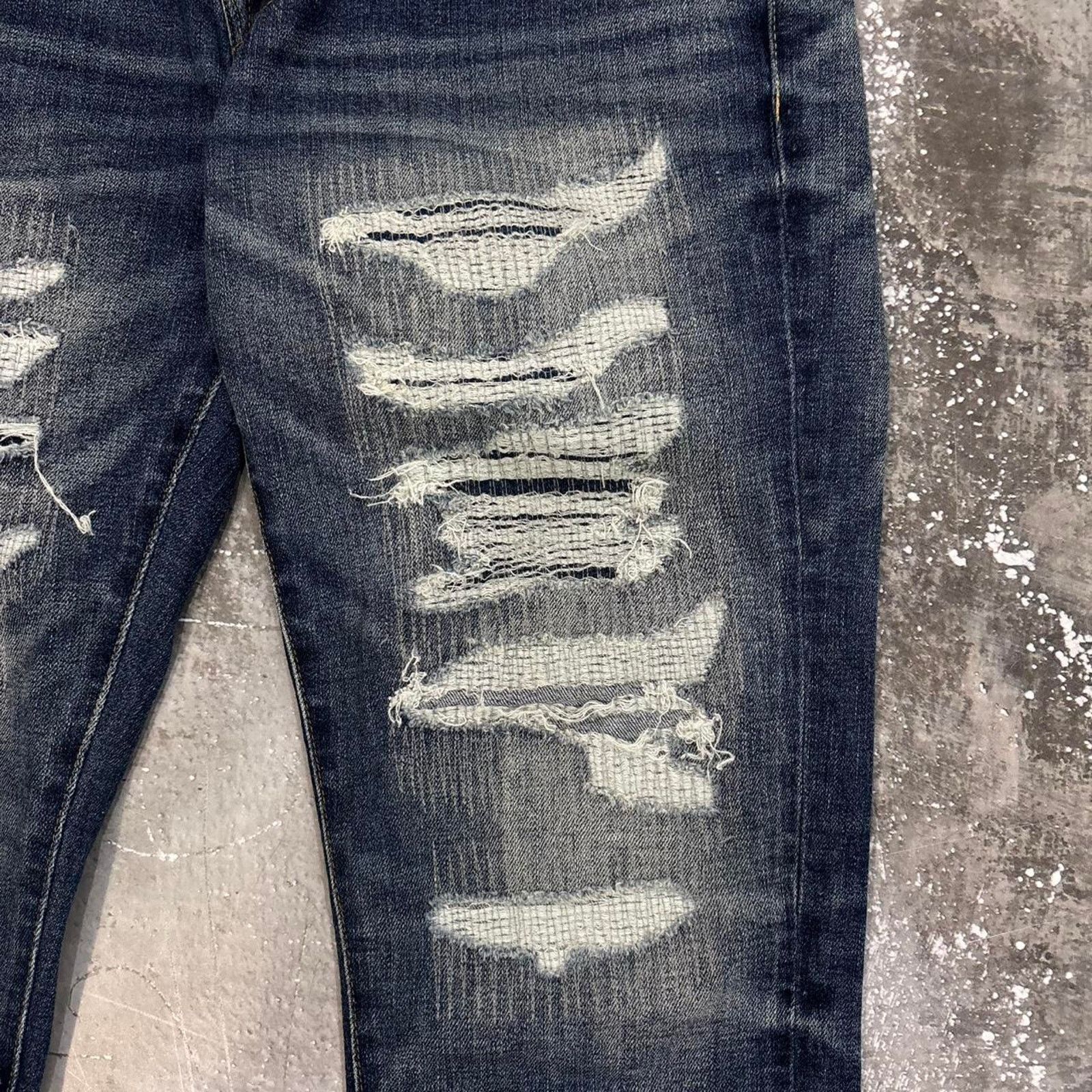 American Eagle Outfitters × Japanese Brand × Vintage Y2K Boro Overstitched American Eagle Jeans Distressed32 x 30 Size US 32 / EU 48 - 4 Thumbnail