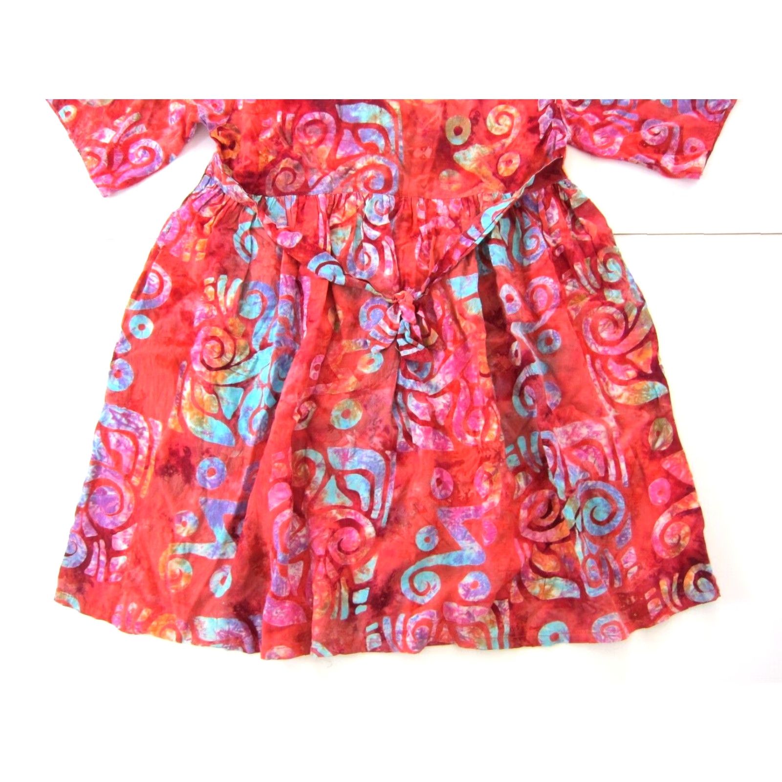 Vintage Vintage Wax Bali Dress Tunic Smock 100% Rayon Pink Blue Tie Dye Short Sleeve M Womens Size 32" / US 10 / IT 46 - 7 Thumbnail