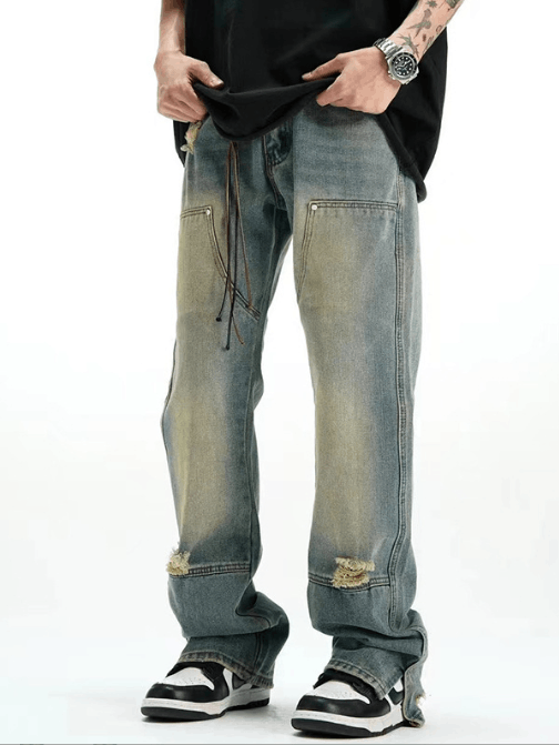 Japanese Brand × Jean Vintage blue washed distressed men's ripped jeans Size US 32 / EU 48 - 1 Thumbnail