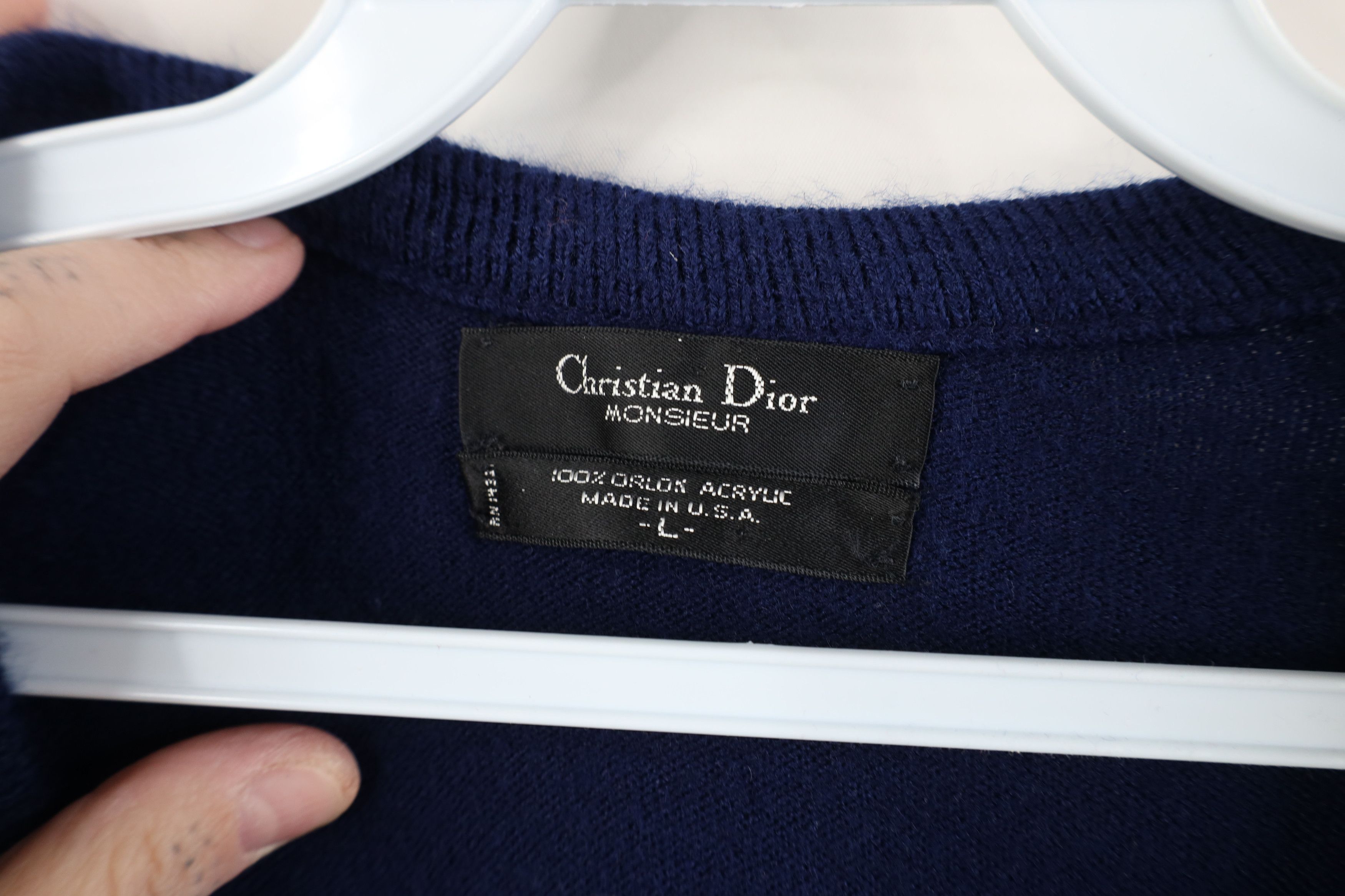 Christian Dior Monsieur Vintage 70s 80s Christian Dior Soft Knit V-Neck Sweater USA Size US L / EU 52-54 / 3 - 5 Thumbnail