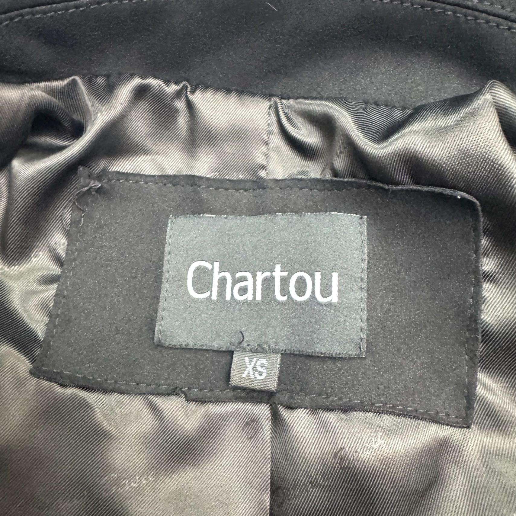 Vintage Chartou Motorcycle Jacket Womens XS Black Faux Suede Zip Biker Moto Coat Size XS / US 0-2 / IT 36-38 - 5 Thumbnail