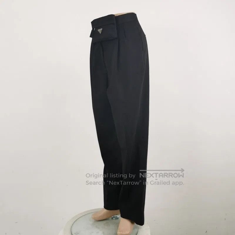 Prada Prada Black Wool Blend Triangle Logo Trousers. Size US 26 / EU 42 - 1 Thumbnail