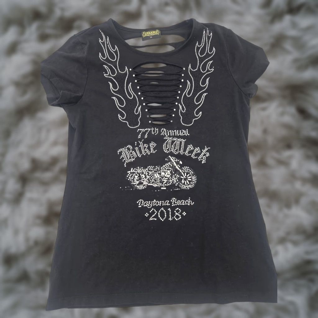 Vintage VINTAGE Bike Week Daytona Beach T Shirt Womens XL Biker Clothing Company Rhinestone READ Size XL / US 12-14 / IT 48-50 - 1 Thumbnail