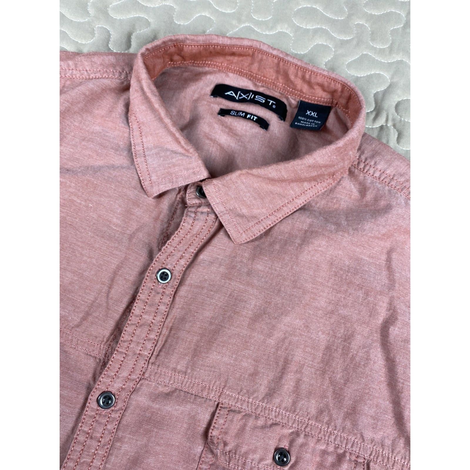 Vintage VINTAGE Axist Mens Button Down Dress Shirt Sz 2XL XXL Burnt Orange Long Sleeve Size 48R - 3 Thumbnail