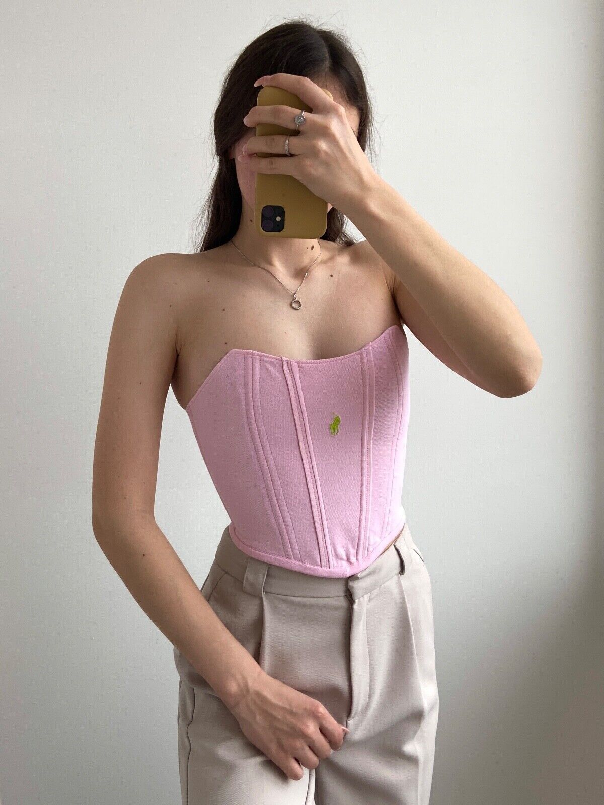 Handmade Handmade Polo Ralph Lauren Pink Women's Tank Crop Top Corset Size S / US 4 / IT 40 - 4 Thumbnail