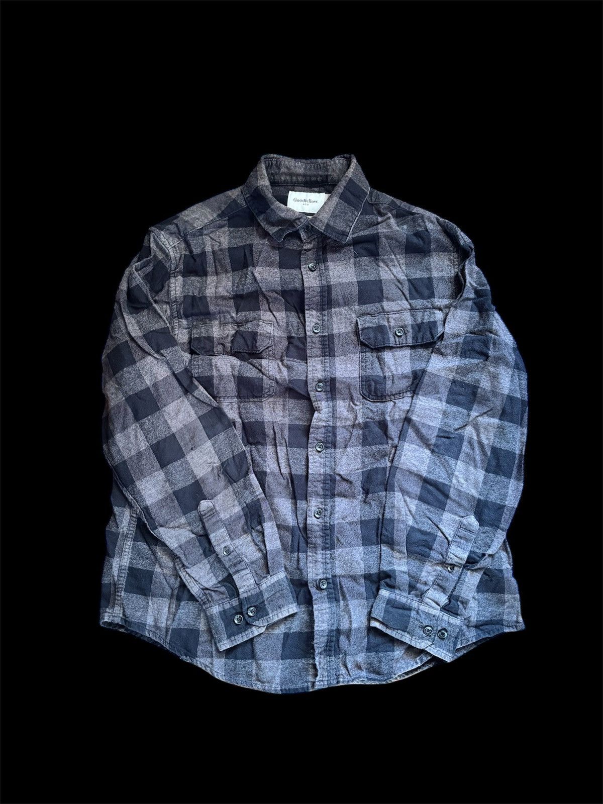 Japanese Brand × Vintage Black Goodfellow Flannel Shirt Size US L / EU 52-54 / 3 - 1 Thumbnail