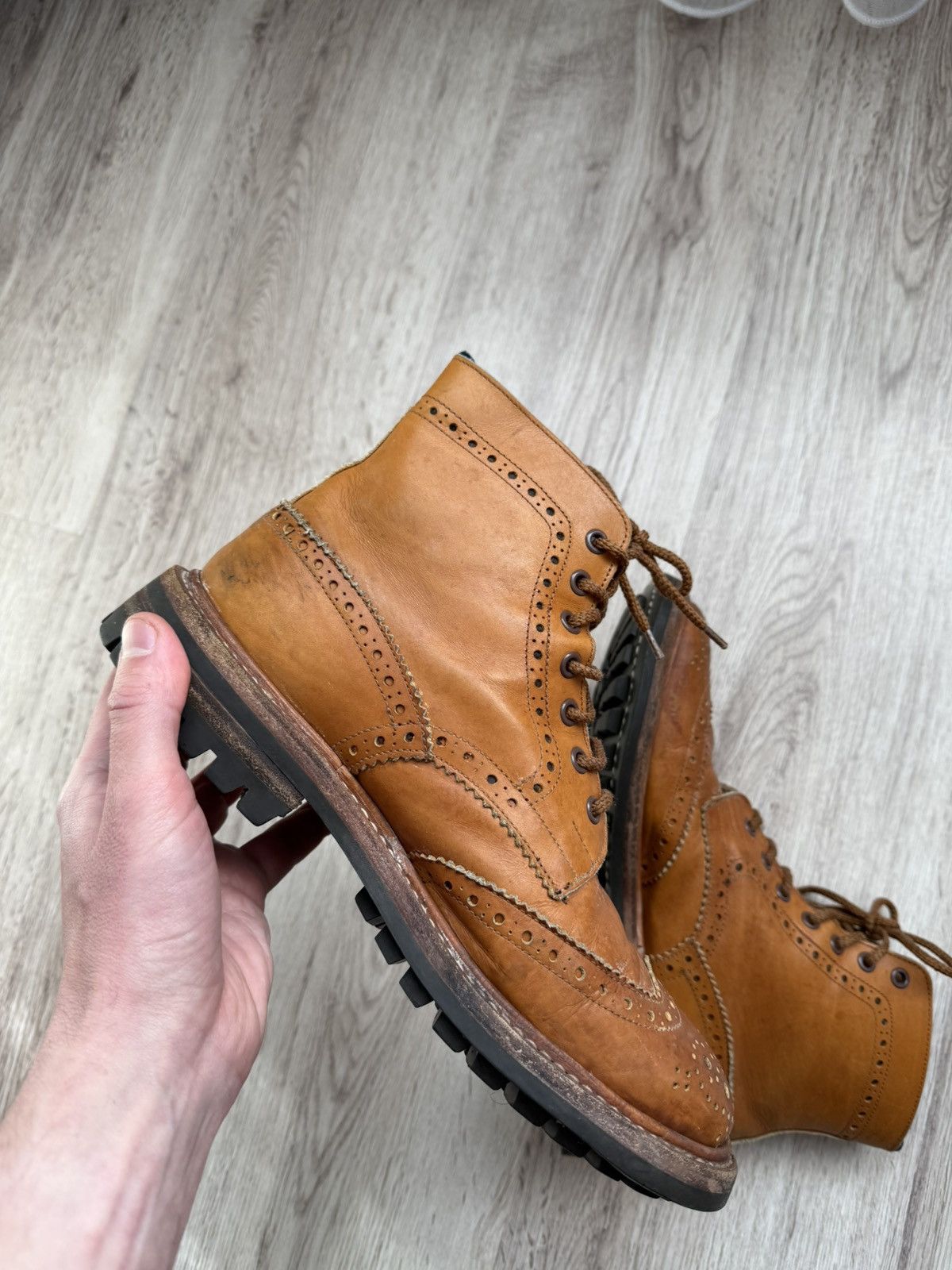 Tricker's Vintage Tricker’s Stow Country Brogue Boots Brown Leather Size US 8 / EU 41 - 18 Thumbnail