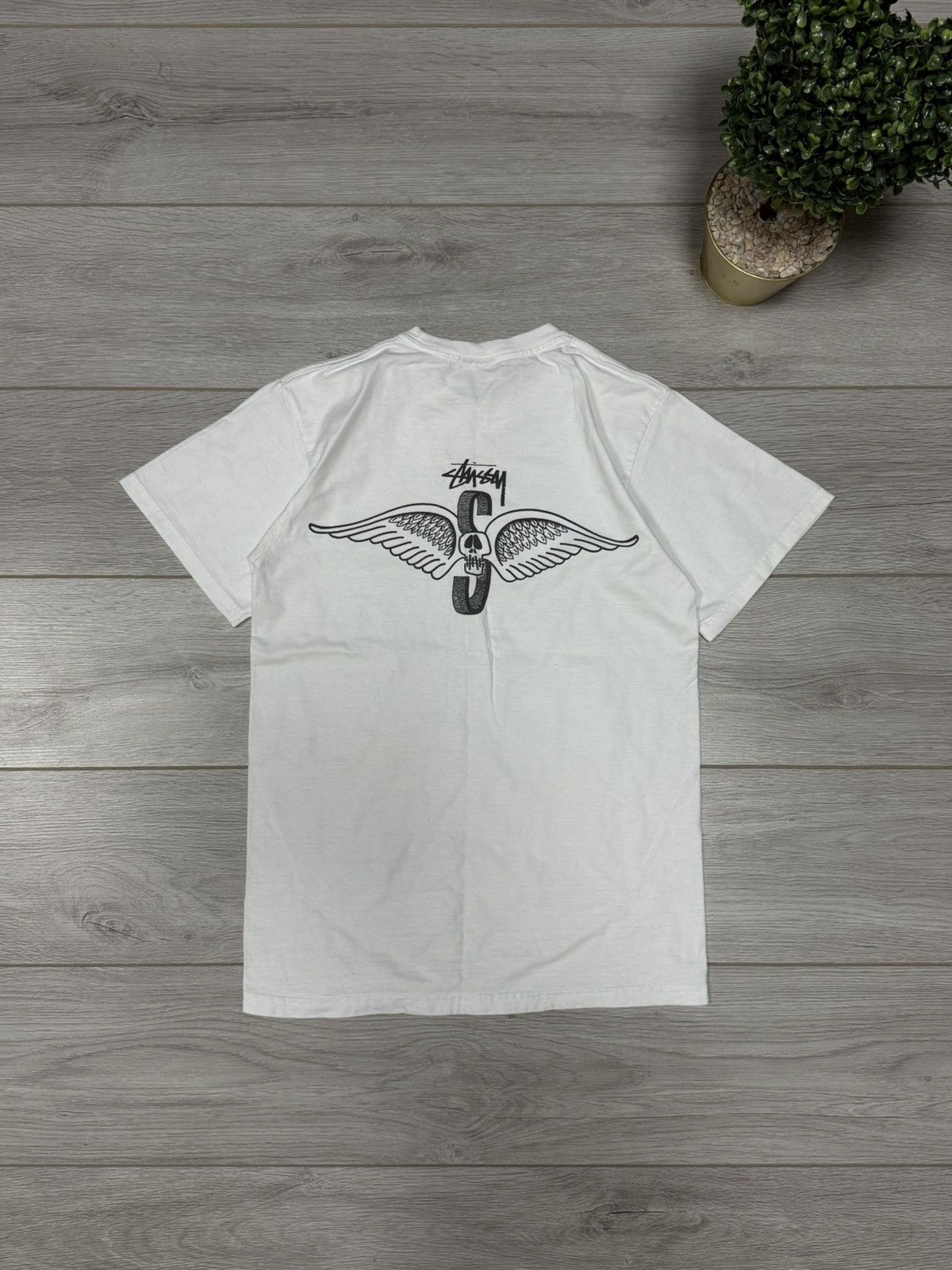Stussy Stussy vintage big print logo skull wings tee shirt Size US S / EU 44-46 / 1 - 9 Thumbnail