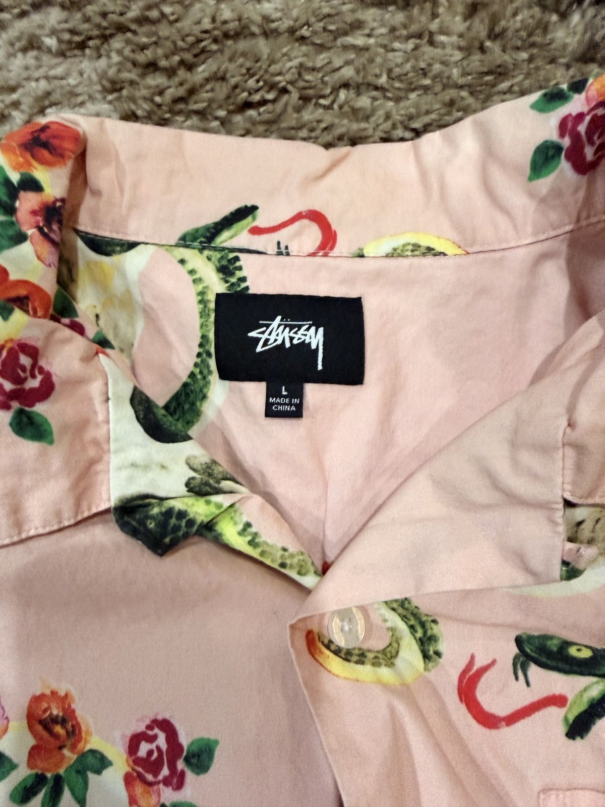 Stussy Stussy Button Up Pink Snakes Skull Size US L / EU 52-54 / 3 - 3 Thumbnail