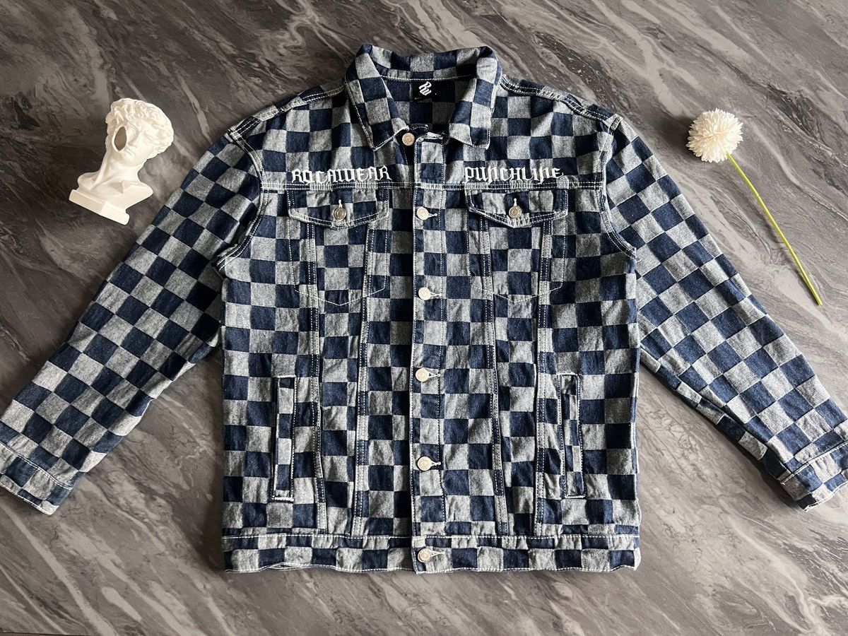 Rocawear Roca Wear : Check Board Pattern Denim Jacket Size US M / EU 48-50 / 2 - 2 Thumbnail