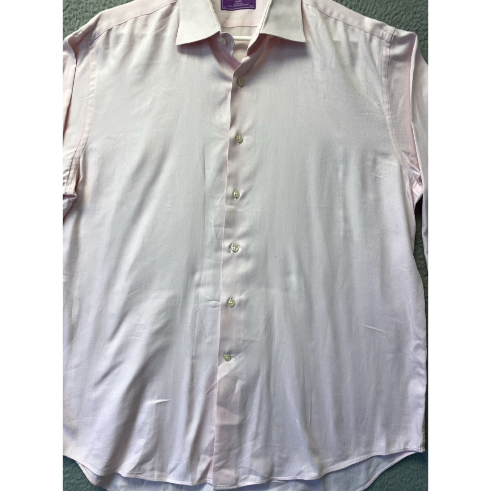 Lorenzo Uomo Lorenzo Uomo Dress Shirt Pink Men 17 34/35 Solid Long Sleeve Button 100% Cotton Regular Classic Designer Mens Size 46R - 2 Thumbnail