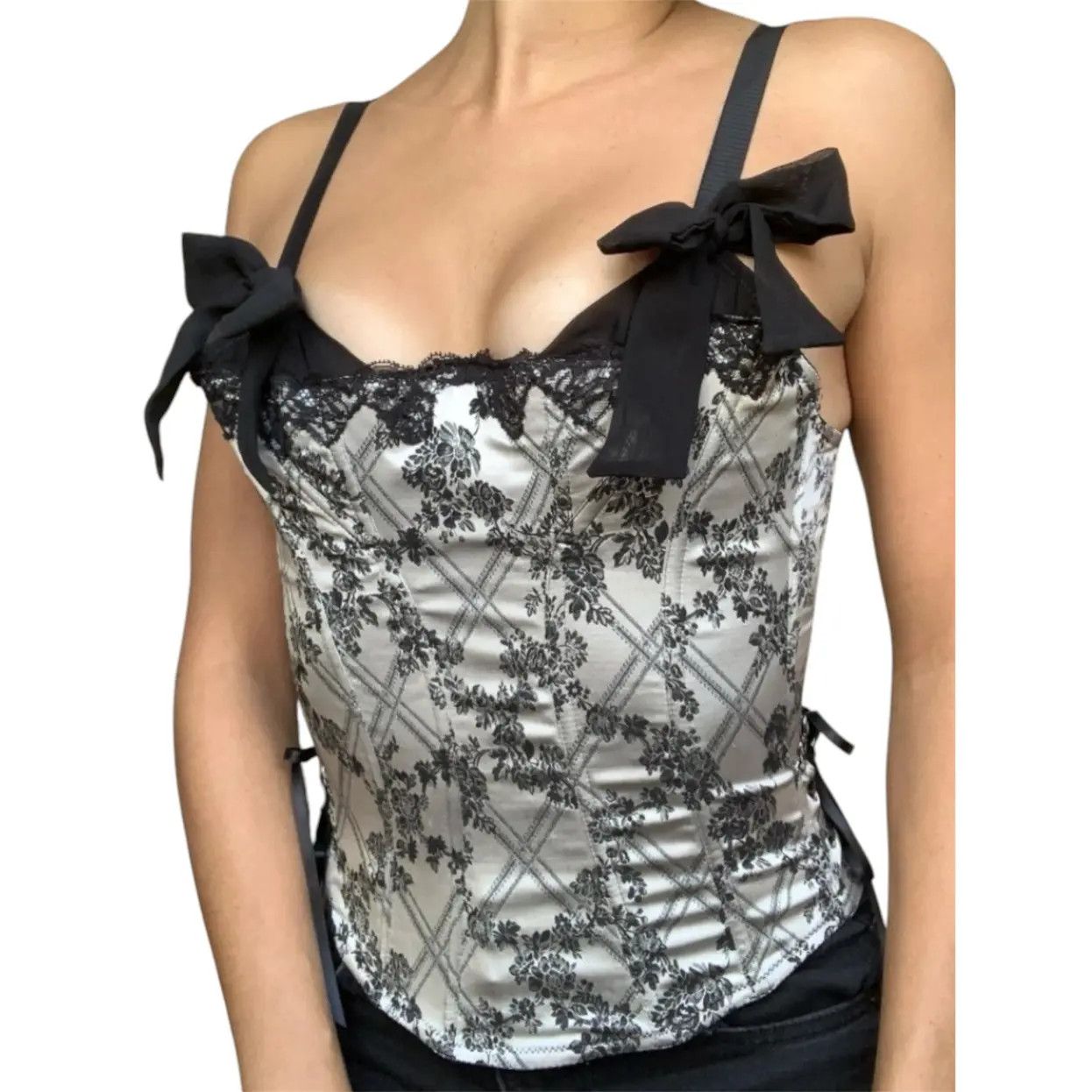 Chantal Thomass Corset en soie à imprimé floral Chantal Thomass années 2000 Size ONE SIZE - 2 Thumbnail