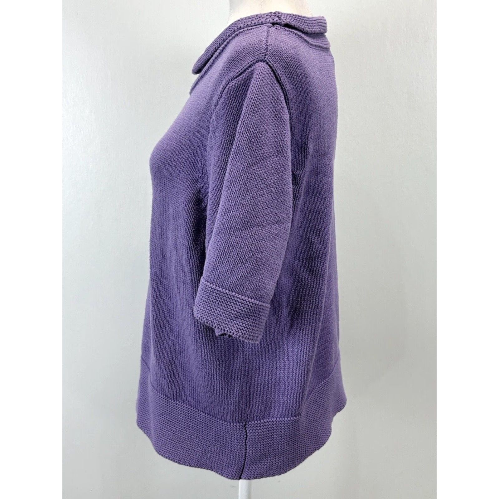 Orvis Orvis Women's Short Sleeve Boat Neck Sweater Medium Purple Cotton Blend Size M / US 6-8 / IT 42-44 - 2 Thumbnail