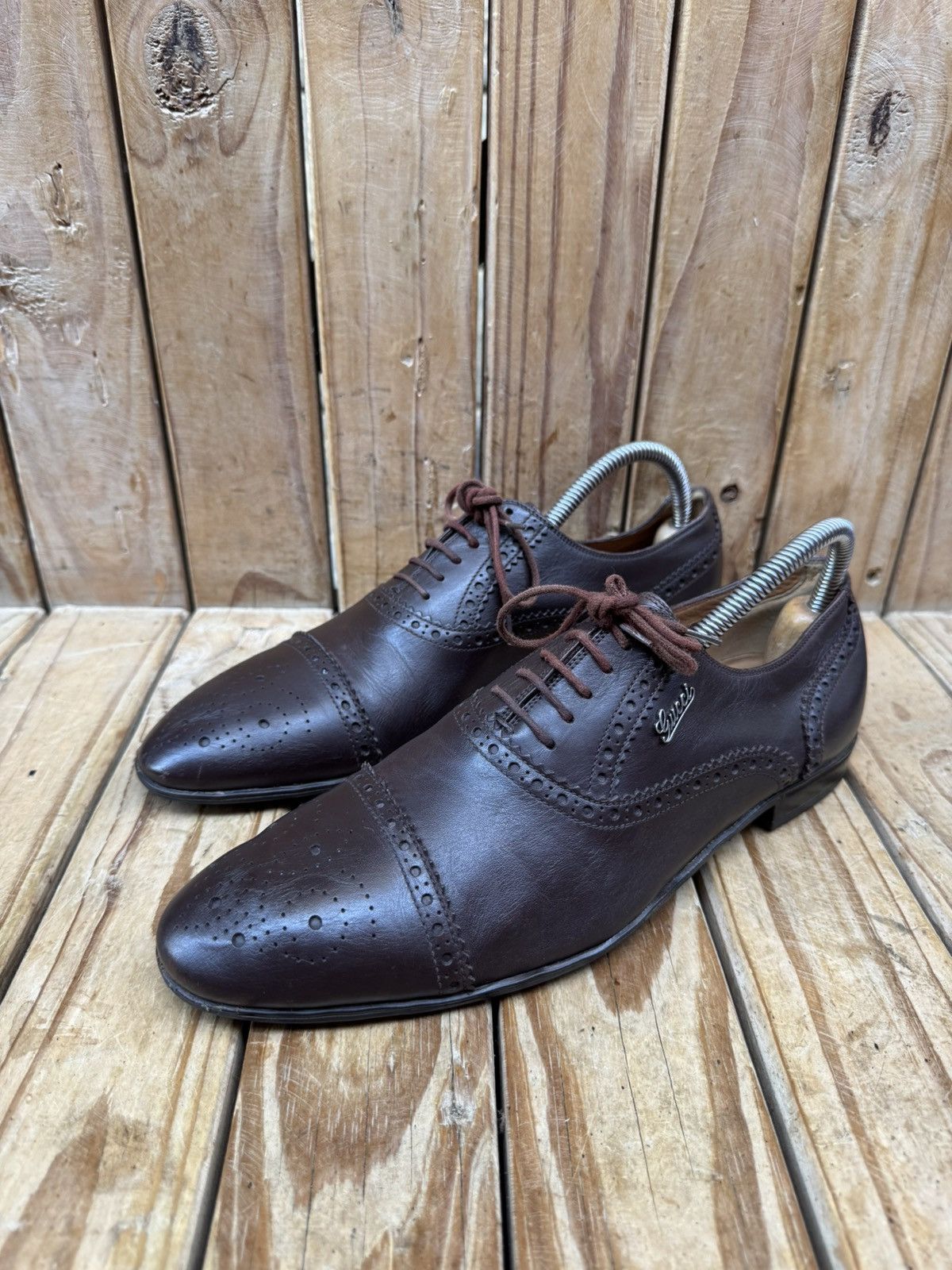 Gucci Gucci brown Cap Toe Leather Men's Dress Shoes UK 6 USA 6.5 Size US 6.5 / EU 39-40 - 5 Thumbnail