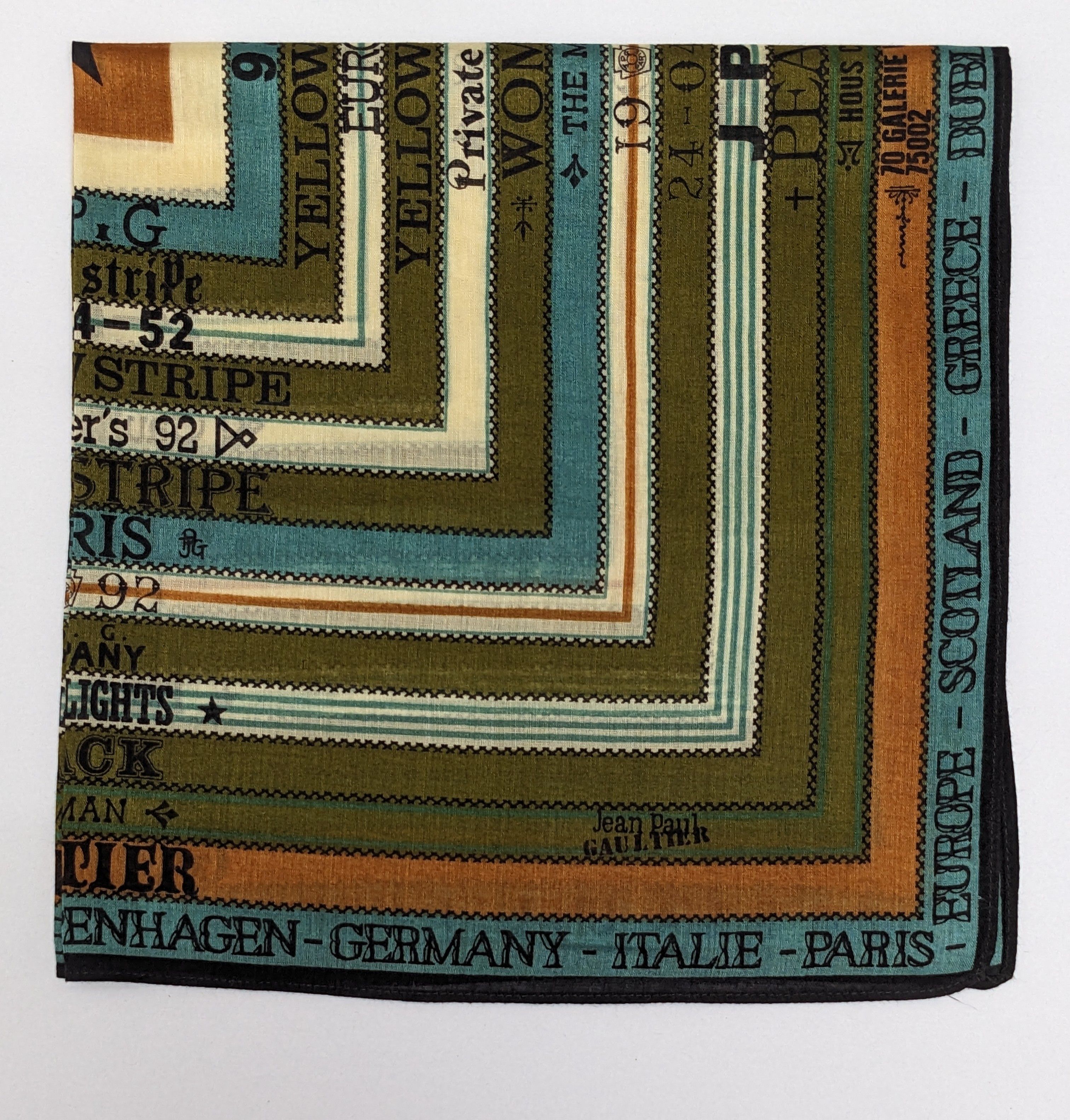 Jean Paul Gaultier Vintage Jean Paul Gaultier JPG 1992 Stamp Print Handkerchief Size ONE SIZE - 1 Thumbnail