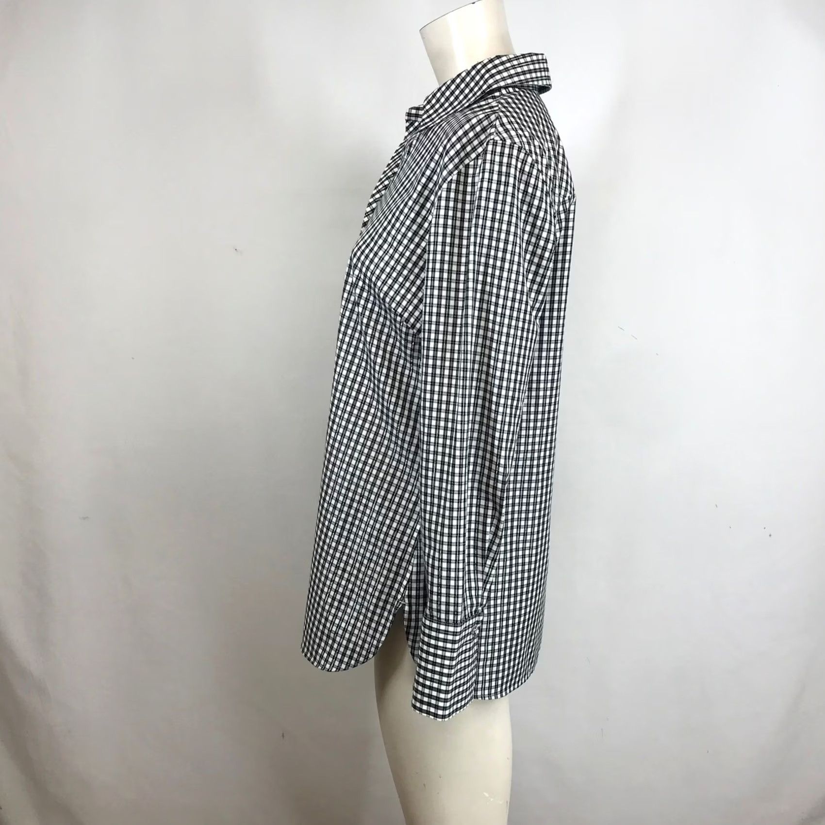 Talbots Talbots Blouse Shirt Gingham Check Non-Iron Popover Long Sleeve Woman Black White Silver Metallic Size S / US 4 / IT 40 - 6 Thumbnail