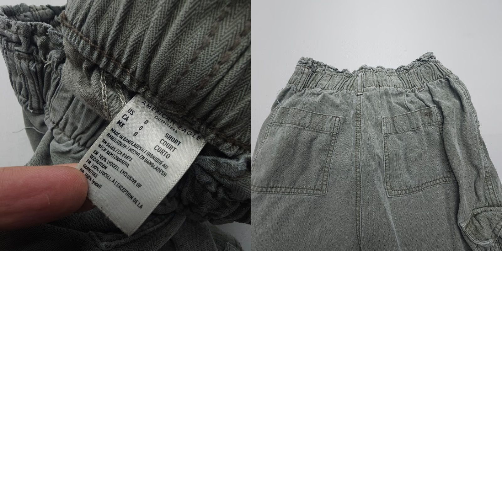 American Eagle Outfitters American Eagle Cargo Pants Womens 0 Green Lyocell Jogger Short Relaxed Army Size 25" / US 0 / IT 36 - 8 Thumbnail