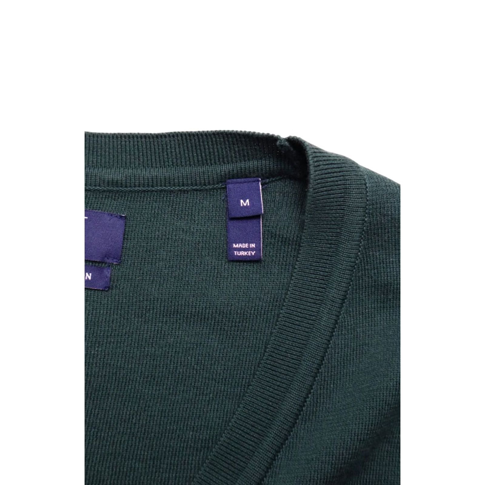 Gant GANT American Cotton Waistcoat Mens MEDIUM Knitted V Neck Stretchy Button Green Waistcoat Size US M / EU 48-50 / 2 - 6 Thumbnail