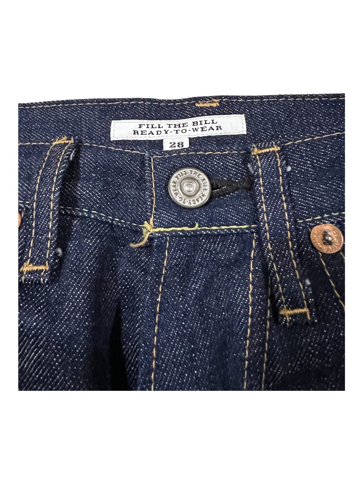 Indigo × Japanese Brand × Pure Blue Japan Fill the Bill 🇯🇵 Indigo 10OZ Dark Blue Selvaged Denim Jeans Size US 27 - 6 Thumbnail