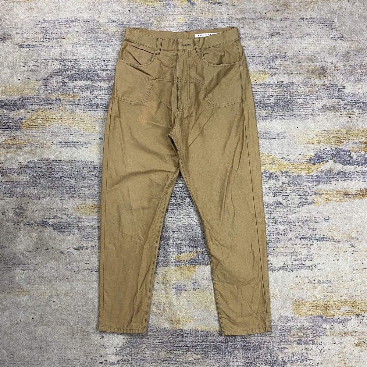 Japanese Brand Sunaokuwahara buckle back drop crotch pants Size US 28 / EU 44 - 1 Thumbnail
