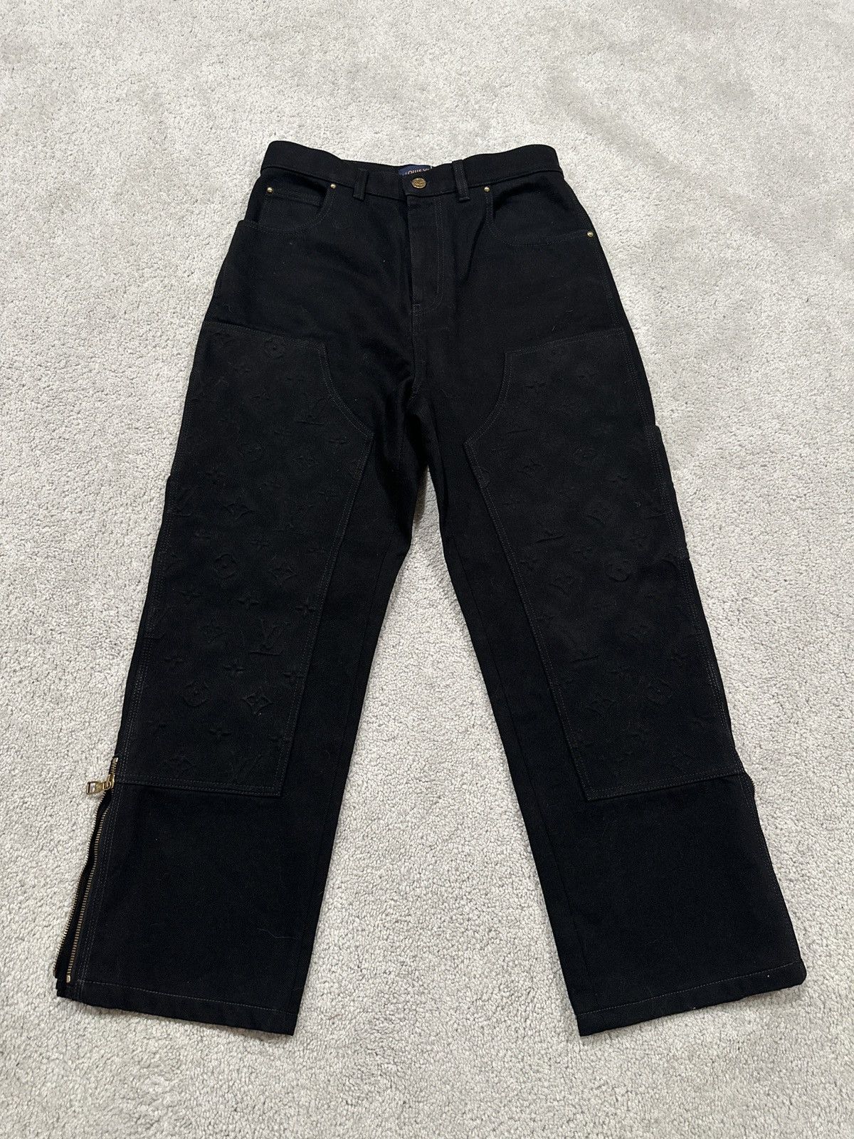 Louis Vuitton Monogram Embossed Double Knee Carpenter Jeans