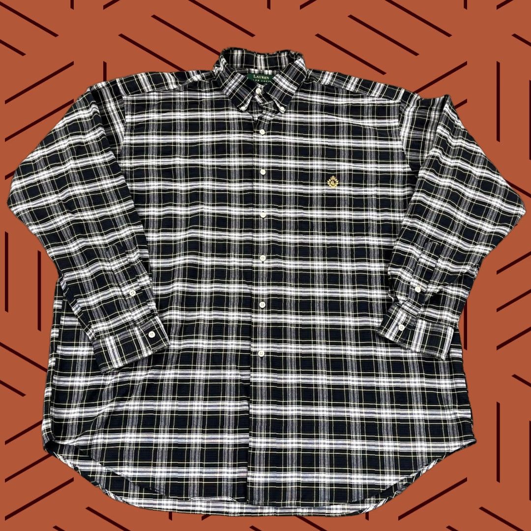 Ralph Lauren VINTAGE Lauren Ralph Lauren Dress Shirt Men XL Tartan Plaid Button-Down Long Sleeve Classic Casual Size US XL / EU 56 / 4 - 1 Thumbnail