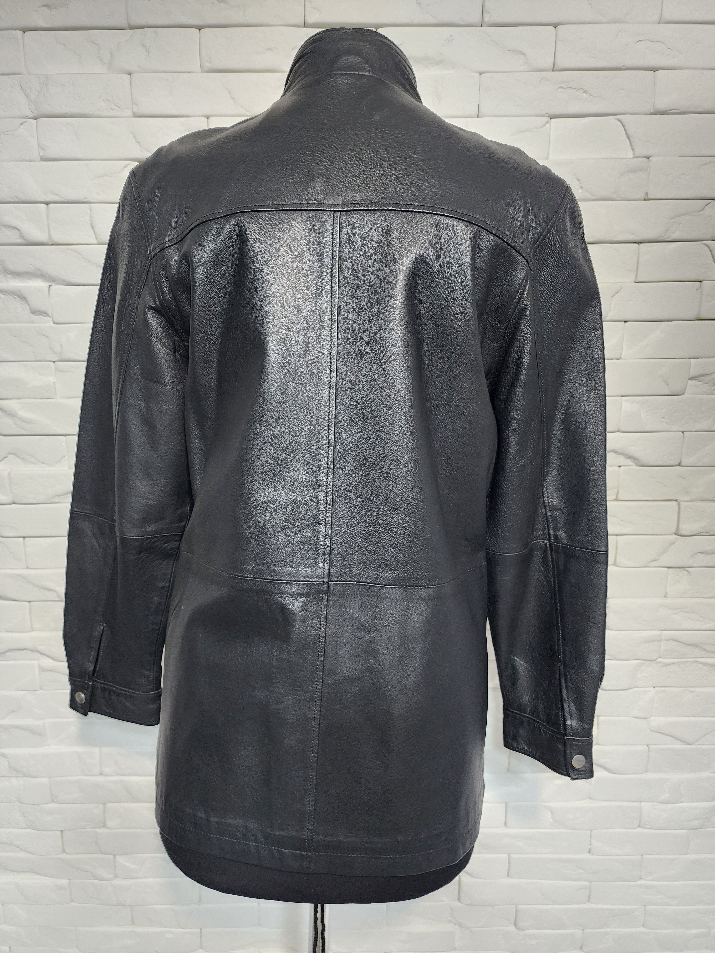 Designer Black Leather Jacket: Women's Zippered Soft Leather Coat Size L / US 10 / IT 46 - 5 Thumbnail