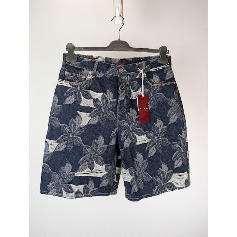 Gucci o1rshd1 Jacquard Certified Cotton Denim Bermuda Shorts Blue Size US 34 / EU 50 - 9 Thumbnail