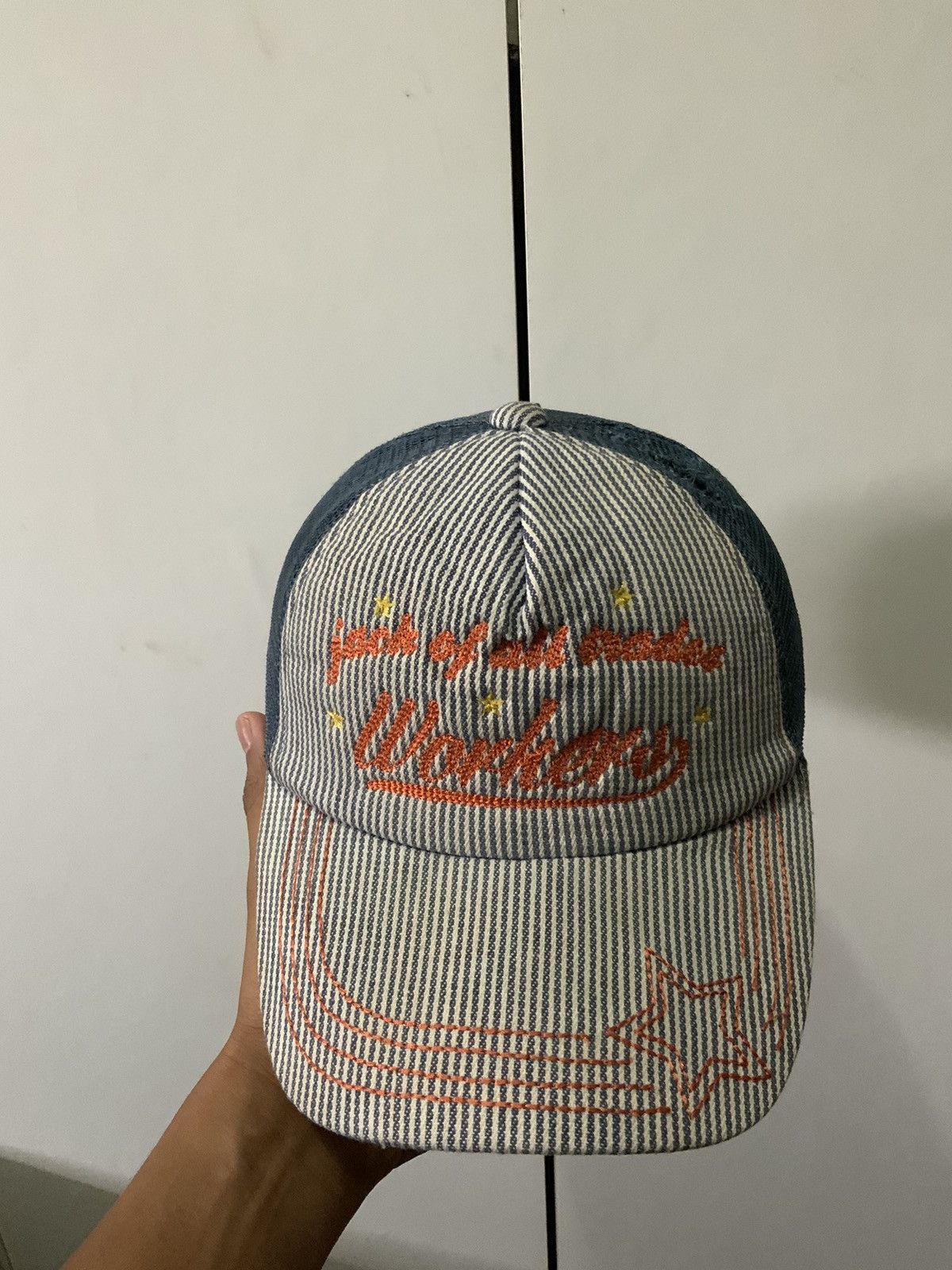 Japanese Brand Jack of all made workers hickory Trucker Hat Size ONE SIZE - 5 Thumbnail