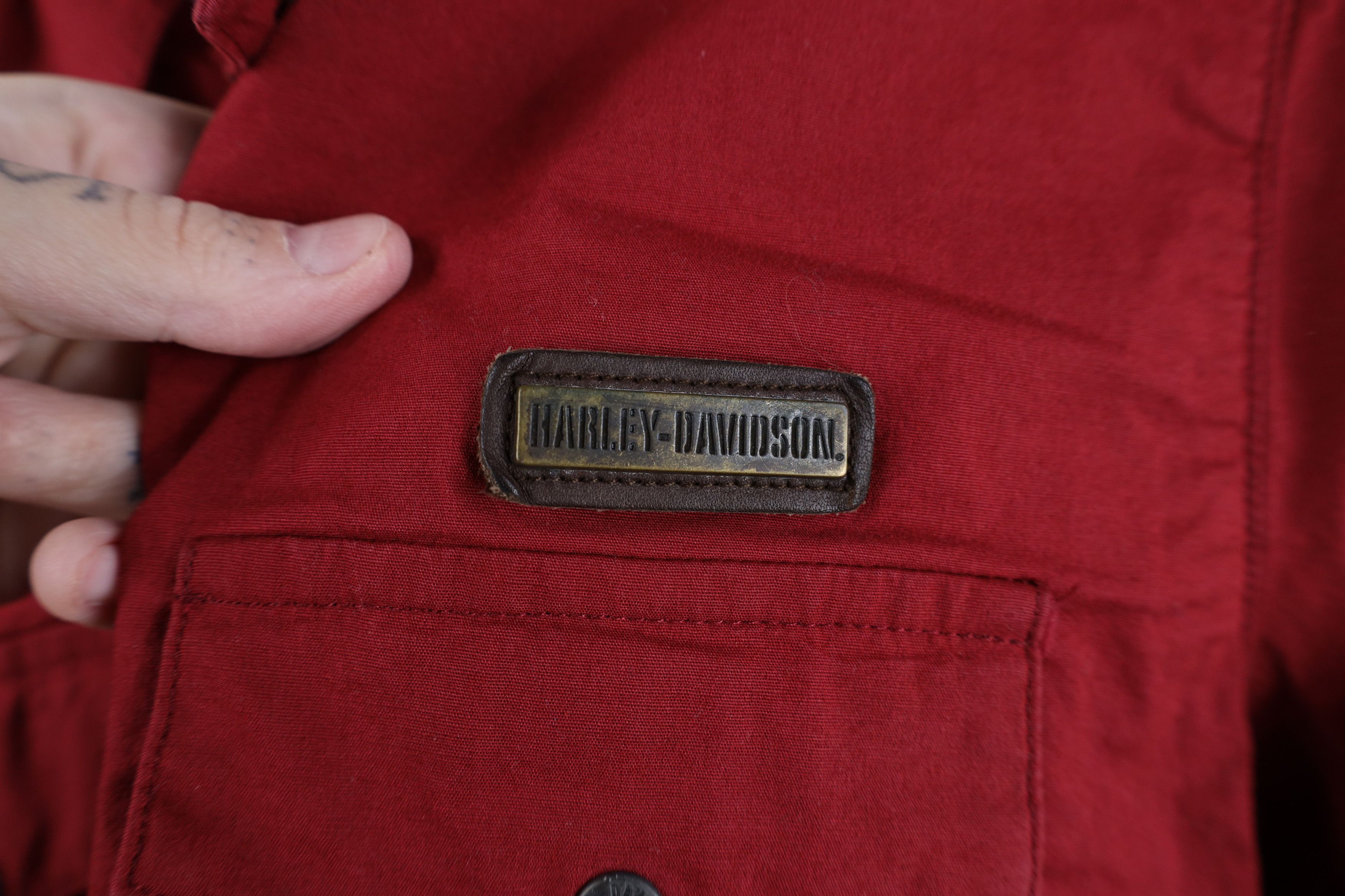 Harley Davidson Vintage Harley Davidson Spell Out Collared Button Shirt Red Size S / US 4 / IT 40 - 4 Thumbnail
