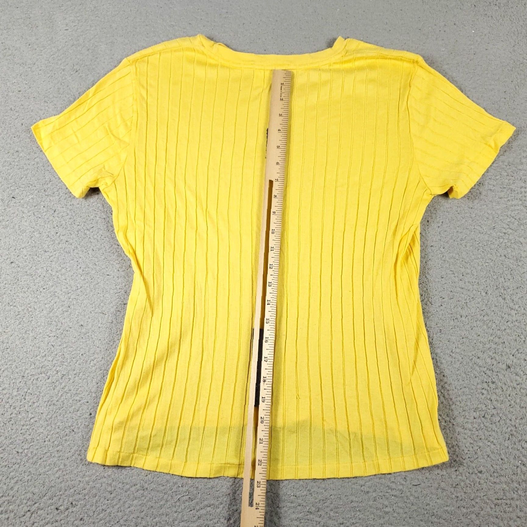Polo Ralph Lauren Polo Ralph Lauren Women's T-Shirt Medium Yellow Ribbed Short Sleeve Crew Neck Casual Logo Size M / US 6-8 / IT 42-44 - 6 Thumbnail