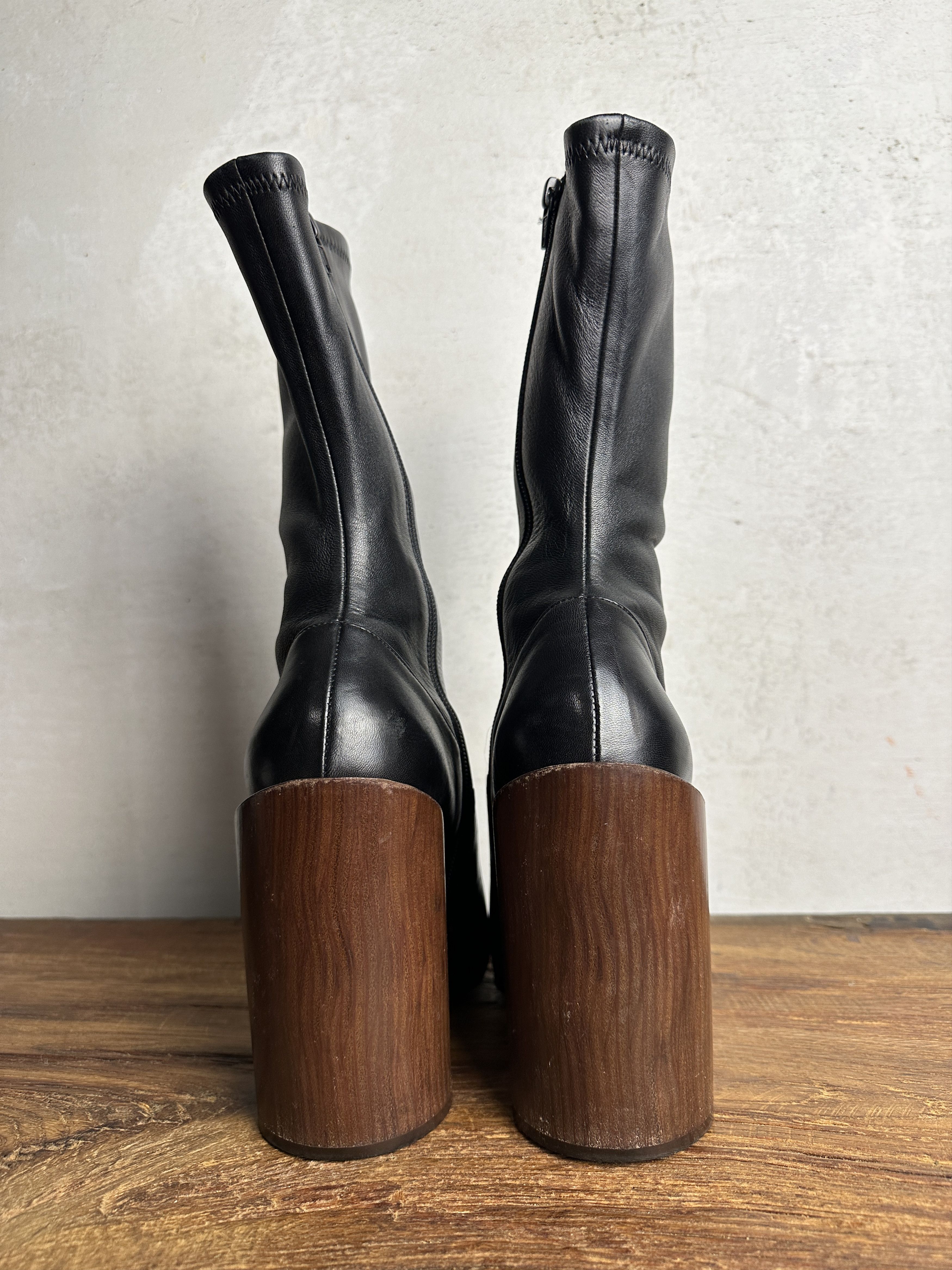 Givenchy GIVENCHY FW15 Black Leather Wooden Heel Show Boots Size US 8 / IT 38 - 6 Thumbnail