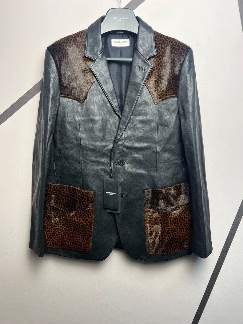 Saint Laurent Paris Saint Laurent Paris Leopard print spliced lamb wool jacket- Size US M / EU 48-50 / 2 - 1 Thumbnail