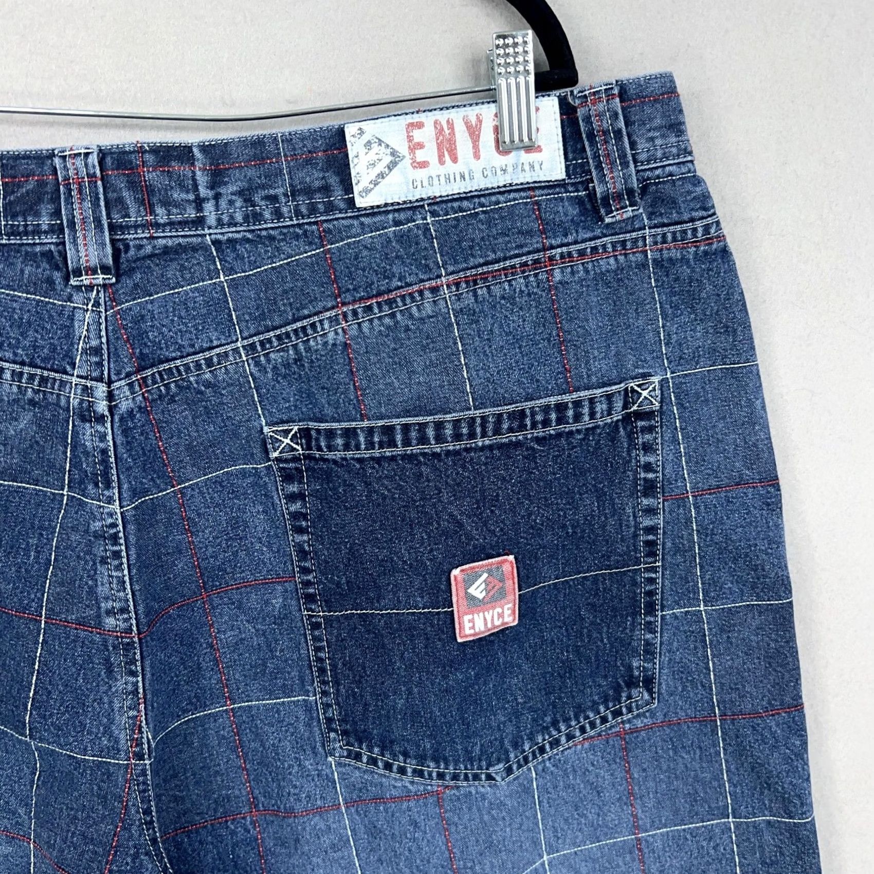 Enyce Enyce Denim Shorts Mens 42 Blue Windowpane Plaid Baggy Bermuda Y2K Streetwear Jorts Mens Size US 42 / EU 58 - 6 Thumbnail