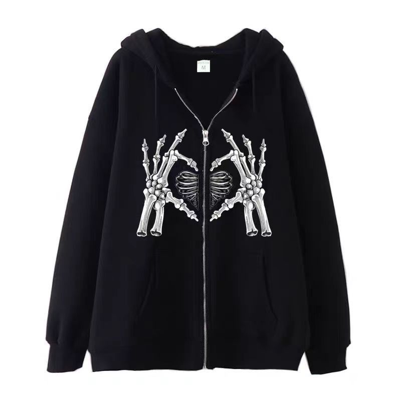 Japanese Brand × Vintage Hip Hop Street Retro Heart Skull Loose Hooded Sweatshirt Size US L / EU 52-54 / 3 - 1 Thumbnail