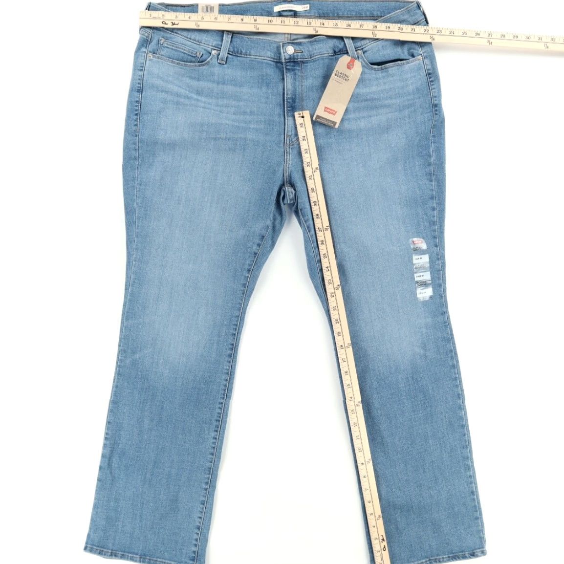 Denime Levis Jeans Blue Women's 24W Classic Bootcut Denim Stretch Slim Regular Cotton Blend Pants Ladies 24W Blue 90s Event Casual Mens Womens Size 42" / US 20 - 3 Thumbnail