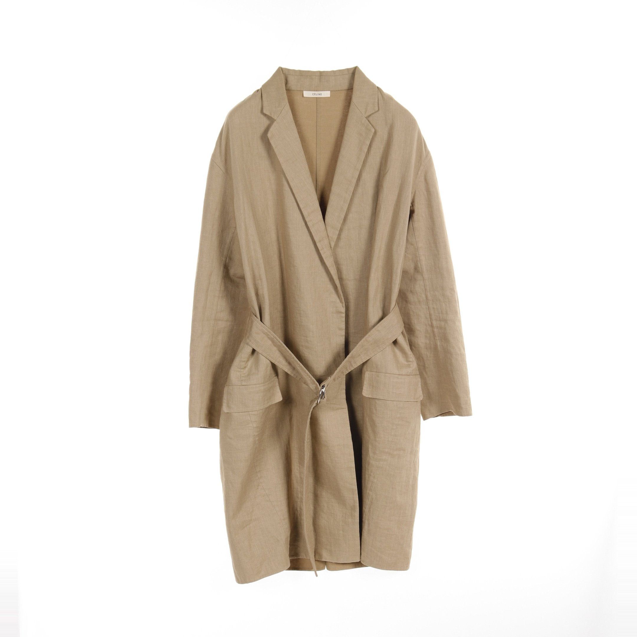 Celine Celine Gown Coat Linen Cotton Beige Size ONE SIZE - 1 Thumbnail