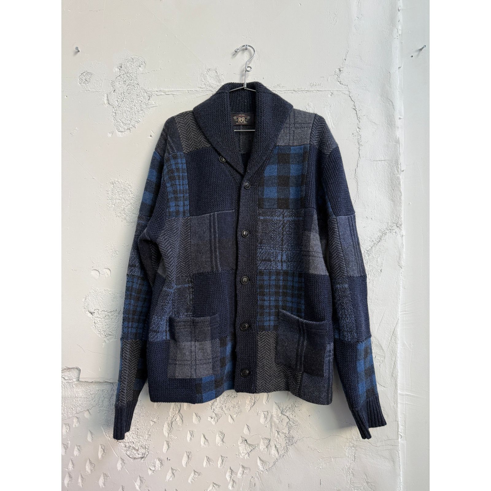 RRL Ralph Lauren Indigo Patchwork Cardigan double rl