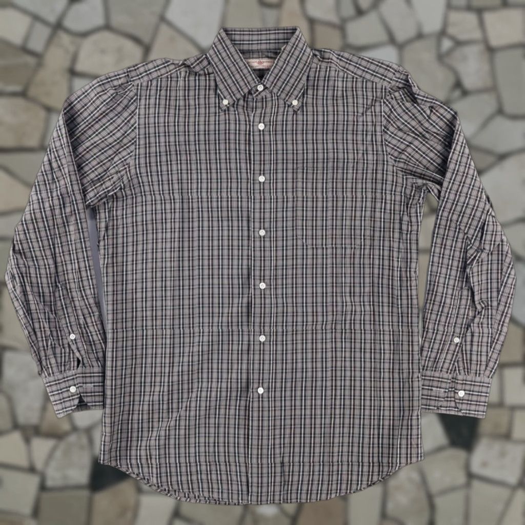 Vintage Luciano Barbera Poplin Cotton Plaid Button Down Shirt Black M Mens Size US M / EU 48-50 / 2 - 1 Thumbnail